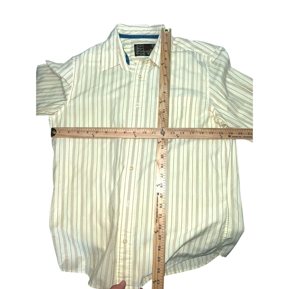 Hollister Shirt Mens Medium Button Down Yellow Pocket Logo Preppy Cotton Long SL - Picture 6 of 7